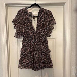 Olivaceous Floral Ruffle Dress